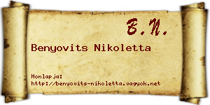 Benyovits Nikoletta névjegykártya