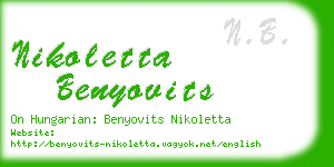 nikoletta benyovits business card